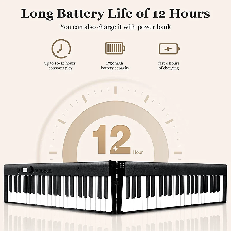 Portable 88 Key Folding Electronic Organ Beginner Keyboard Musical Instrument Synthesizer English Version Electronic Piano