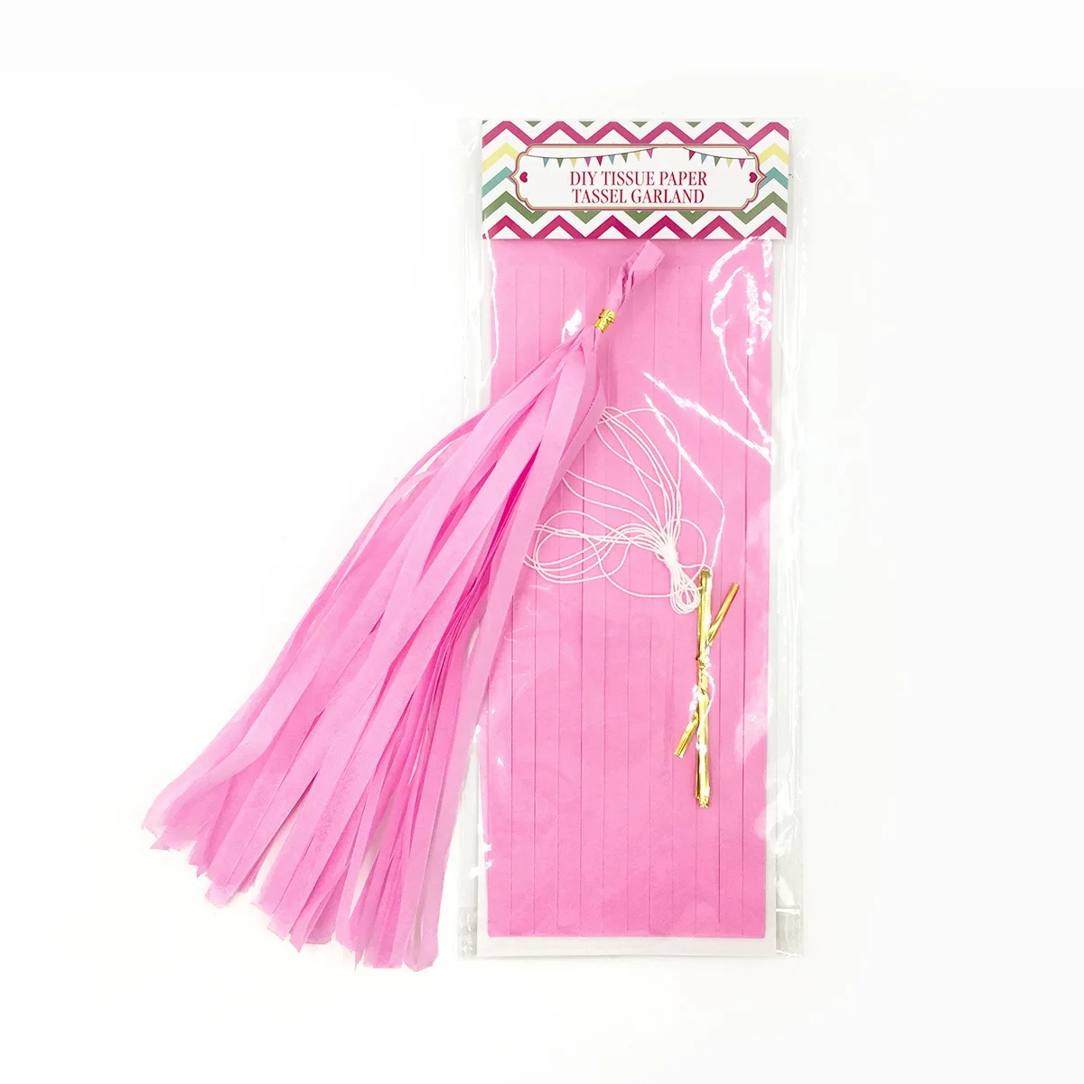 Rose Gold Iridescent DIY Tissue Paper Tassel Garland Set - Party Decoration Supplies