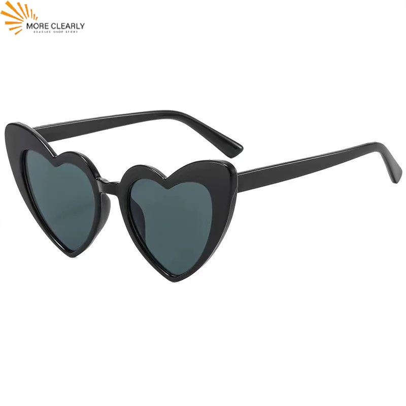 

1pcs Peach heart Sunglasses love Sunglasses European and American trend frameless conjoined Sunglasses dazzling color glasses