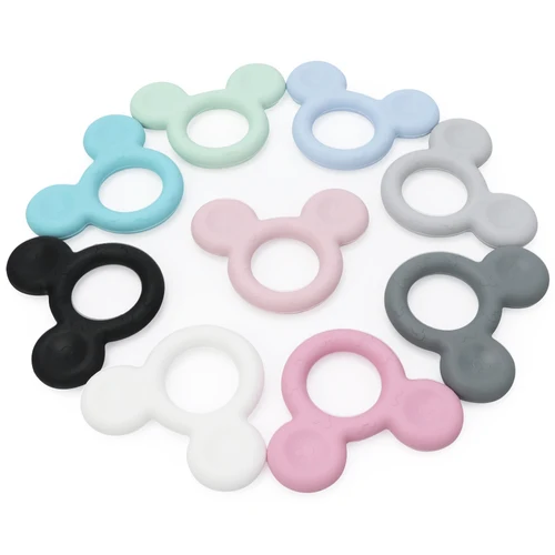 만화 미키 아기 실리콘 젖니 장난감, 식품 등급 젖니 수유 선물, BPA 프리, DIY 액세서리 링, 1PC 2