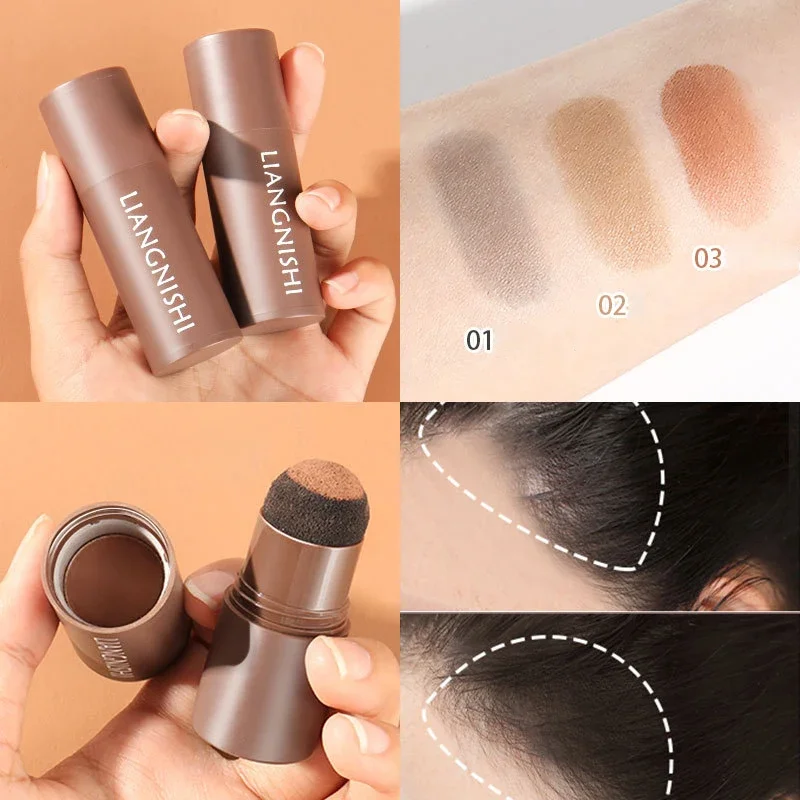 brown hairline powder hair replacement filling forehead bun shadow waterproof powder cover hair sweat proof modification li z4m6 Hair Shadow Stick Powder Water Proof Hair Edge Shadow Eyebrow Powder Black&Brown Coverage Unisex Instantly Hair Makeup Tool