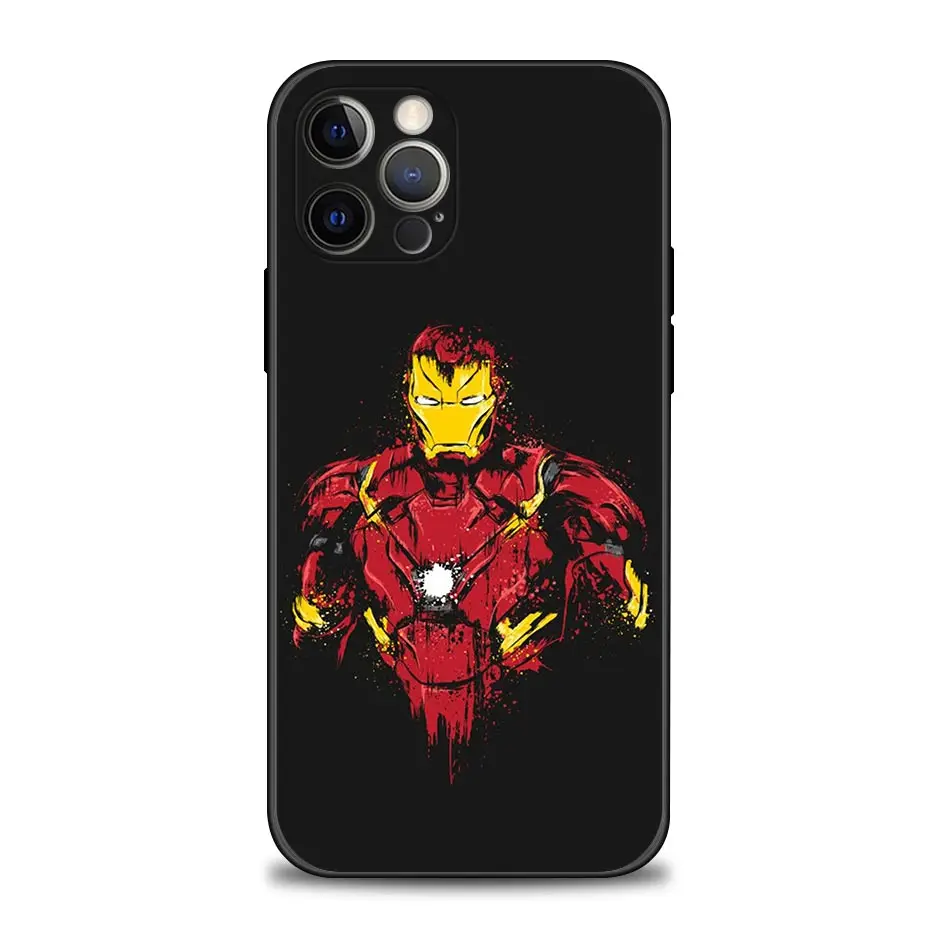 iphone 13 pro max wallet case Iron Man MARVEL Phone Case for iPhone 11 12 13 Pro Max 7 8 SE XR XS Max 5 5s 6 6s Plus Black Soft Silicone Case Cover Marvel case for iphone 13 pro max