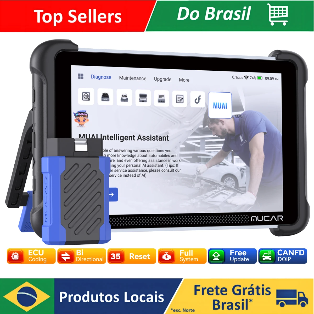 Scanner OBD2 MUCAR 892BT com Programação IMMO, Codificação ECU, Controle Bidirecional, Ferramentas de Diagnóstico Automotivo