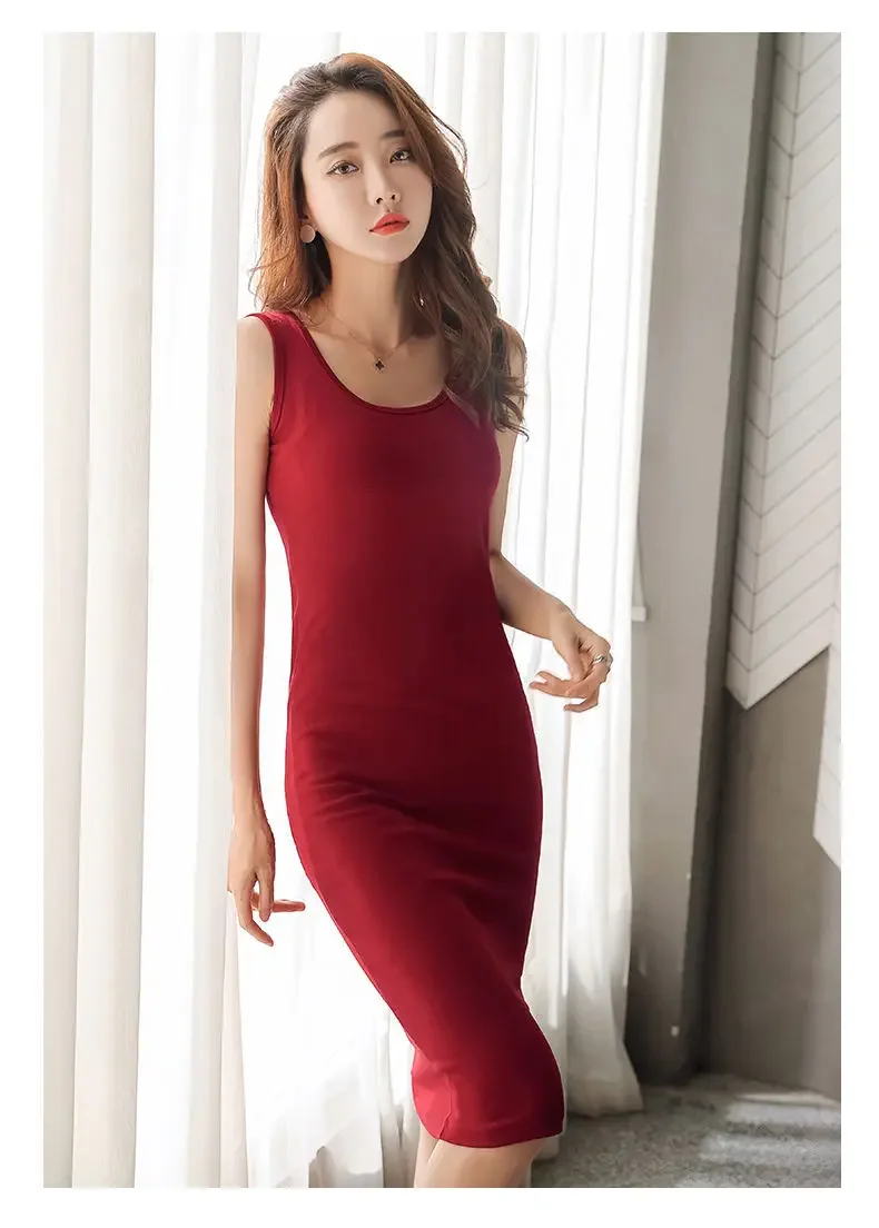 Slimming Medium-length Sleeveless Tank Top Dress