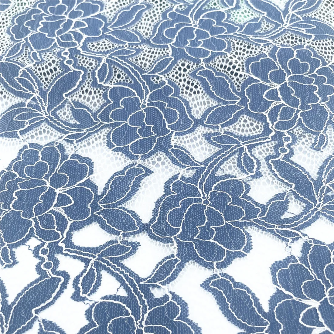 3y/lot Width 23cm Pretty Floral Blue Elastic Lace 6