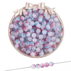 Vibrant 8mm Double Color Glass Jelly Beads for DIY Jewelry Crafting - 20 Assorted Colors, 50 Beads per Pack (09)