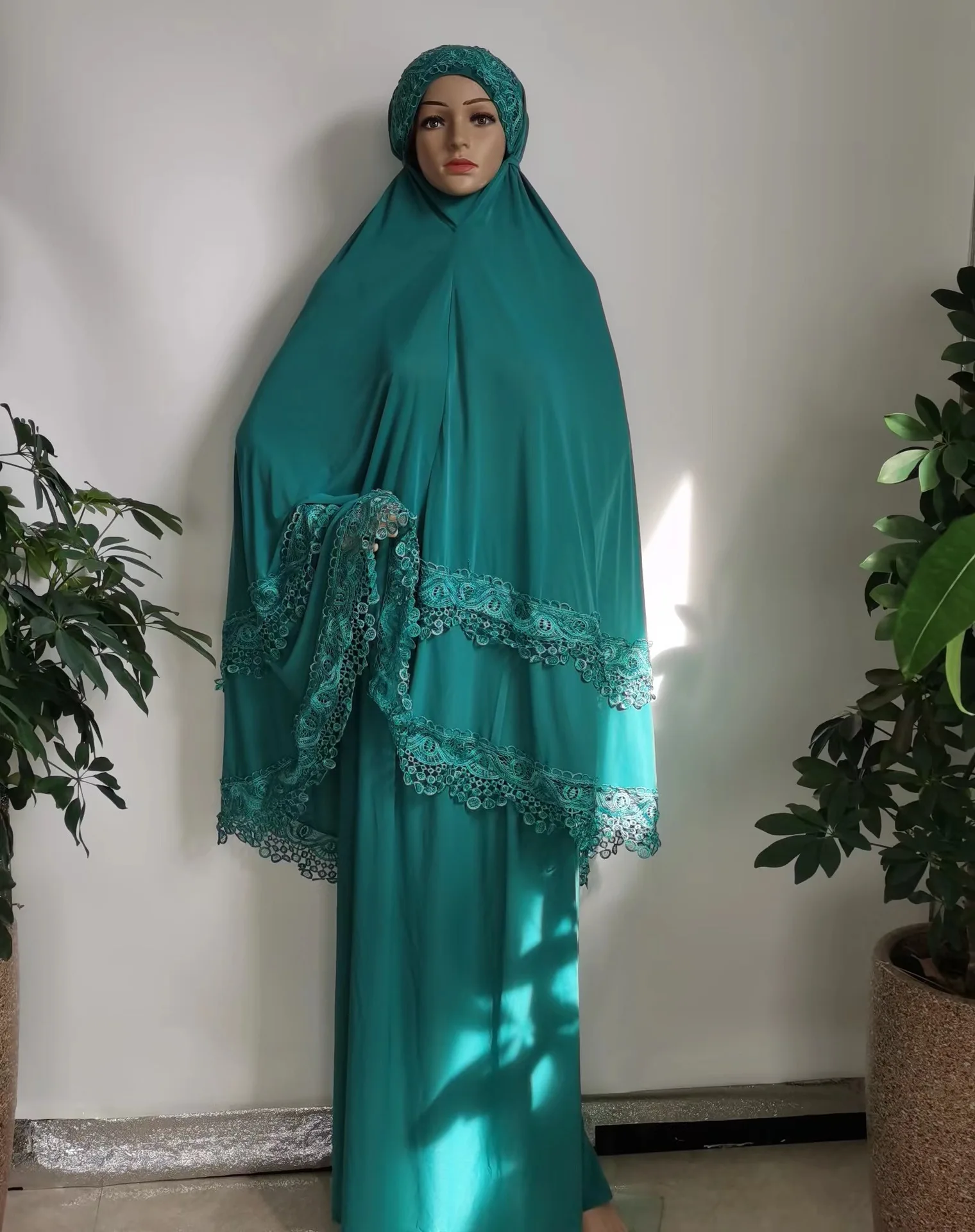 de Duas Peças, Abaya, Hijab, Khimar Longo,