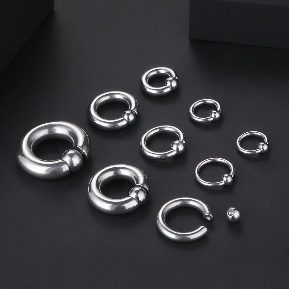 1pcs Stainless Steel Large Gauge Captive Bead Ring 20G-00G Nose