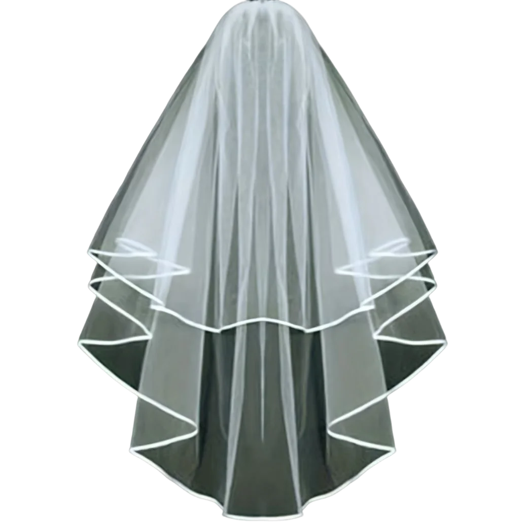 Bridal Veil White Ivory 2 layers Wedding Bridal veil elbow Length with comb bridal veil