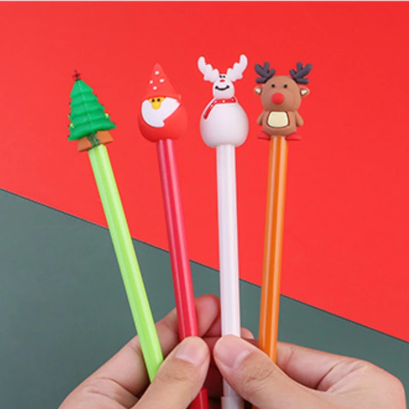 40 Pcs Christmas Neutral Pen Creative Santa Claus Black Cartoon 0.5mm Water Pen for Japanese Office School Stationery Supply