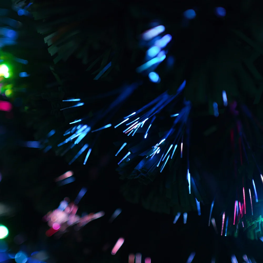Home Decor Pre-lit Optical Fiber Christmas Artificial Tree 4-Piece Set,Wreath and Set of 2 Entrance Trees with Colorful Lights