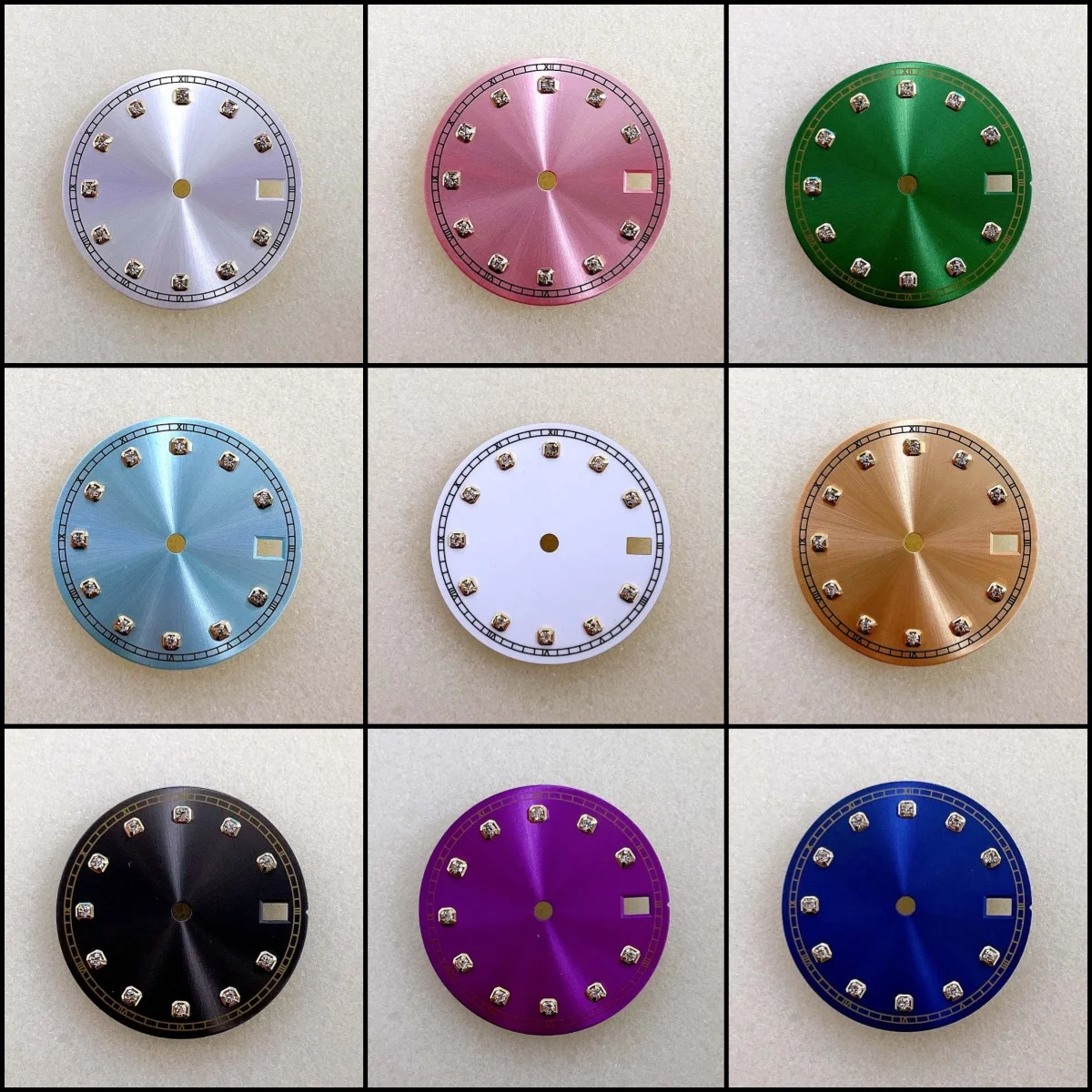 Nuovo Design 28.5Mm Nh35 Quadrante Dell'Orologio Per Seiko Datejust Nh35 Nh36 Movimento Orologio Accessorio Diamante Pietra Oro Sunburst Nh35 36 Quadr