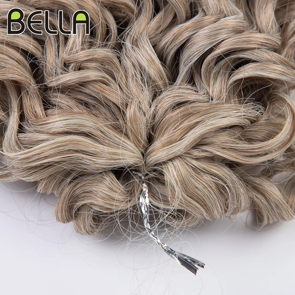 Bella Synthetic Hair Twist Crochet Curly Hair 10Inch Deep Wave Braid Hair Ombre Blonde Brown Water Wave Braiding Hair Extensions