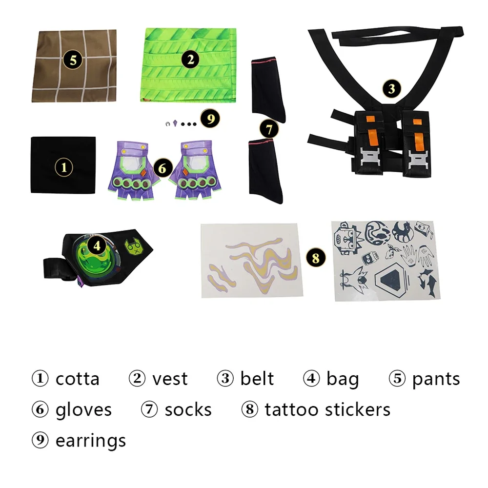 thumbnail image 1 of En existencia Juego Valorant Gekko Agent Cosplay Disfraz Camisa Pantalones y accesorios Disfraz de hombre, 1 of 5