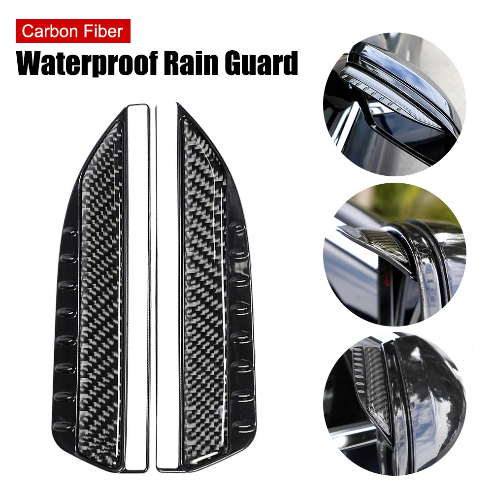 2PCS Universal Car Rearview Mirror Rain Guard Carbon Fiber Mirror Visor Side  View Mirror Rain Eyebrow Protector Cars Tucks SUV