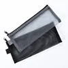 20.5x9cm Mesh Cosmetic Bag Nets Stationery Pencil Bag Case Holder Zipper Portable Lipsticks Keys Coin Charge Cable Organizer 1