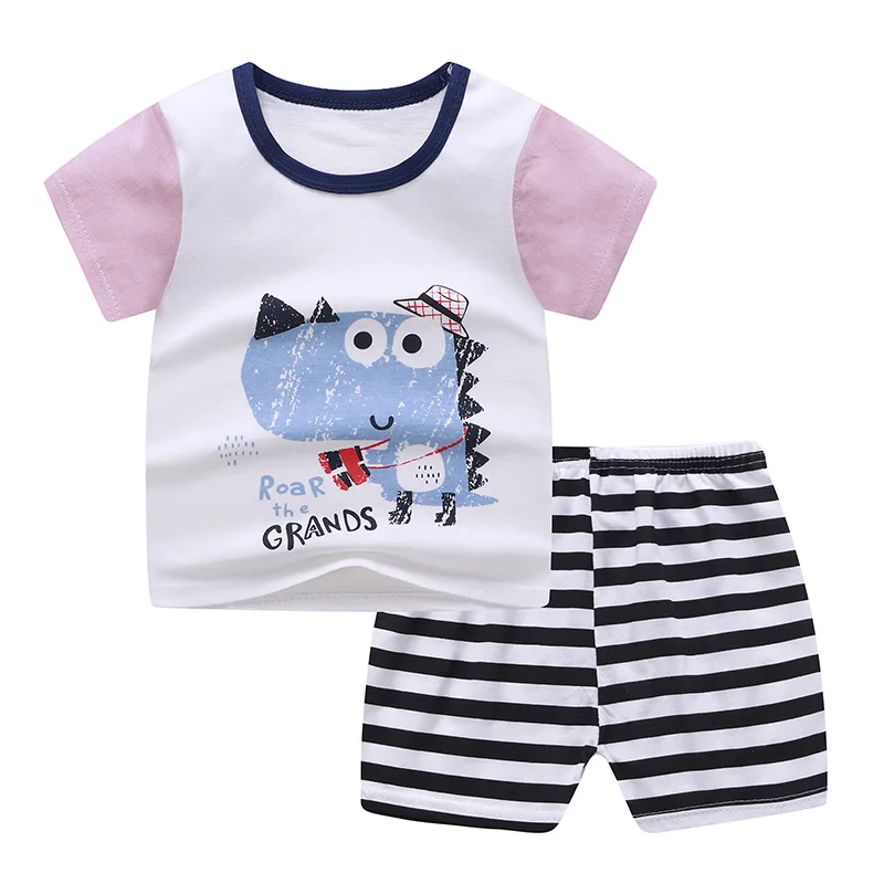 

Hot Kids Fashion Leisure Sleeveless Baby Vest + T-shirt 2pcs Sets Animal Print New Born Baby Summer Tracksuit Children 2pc Sets