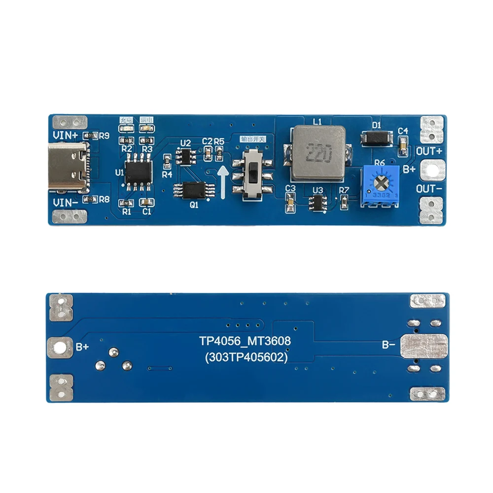 Versatile Type C Li-ion Battery Booster & Regulator Module (3.7V to 12V Adjustable)