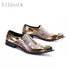 Man Formal Genuine Leather Dress Shoes Luxury Design Metal Pointed Toe Slip On Business Party and Wedding Oxford Shoes 5