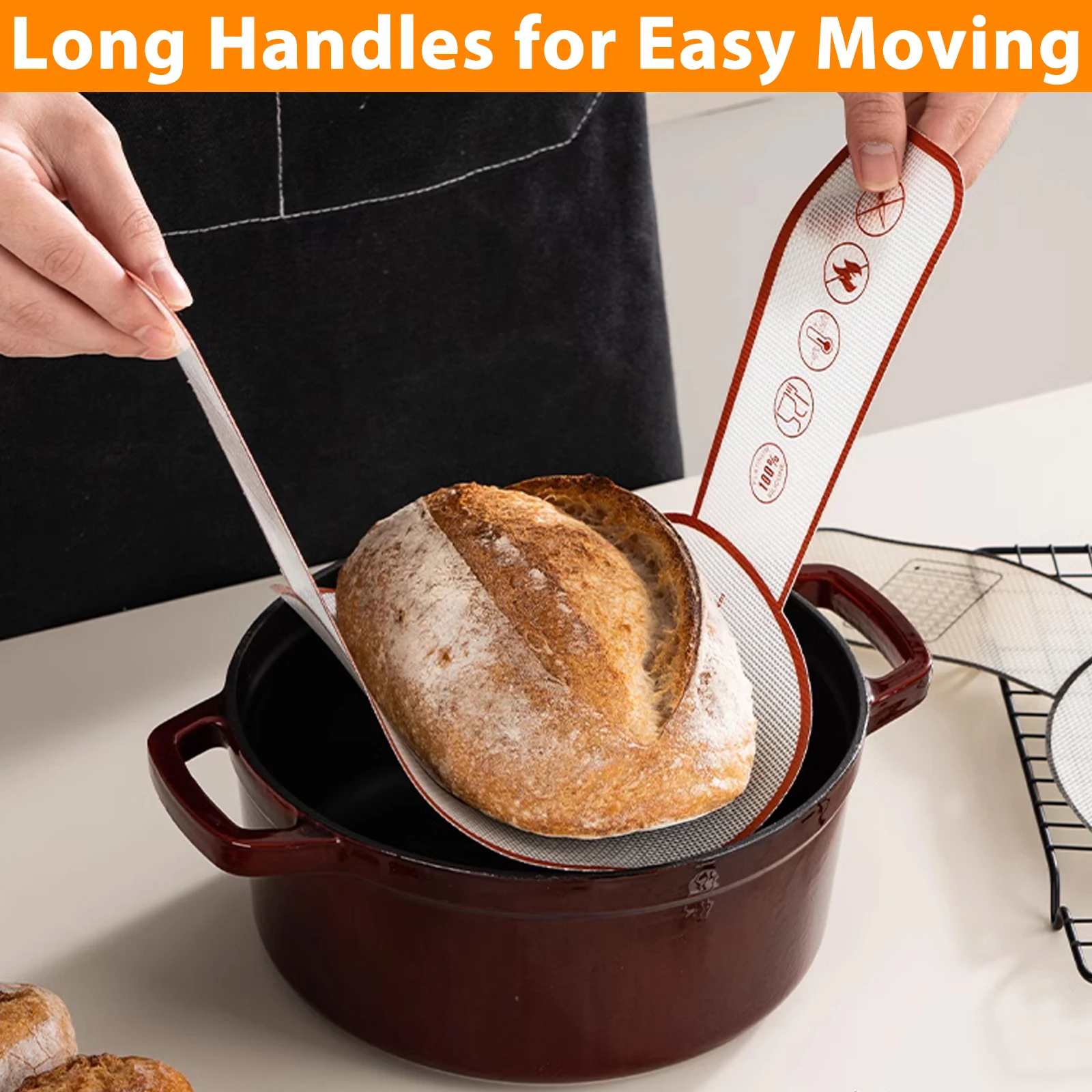 Silicone Baking Sling with Long Handles - Reusable Non-Stick Pastry Mat