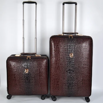 Genuine Leather Crocodile Leather Trolley Suitcase 16/20/24 1