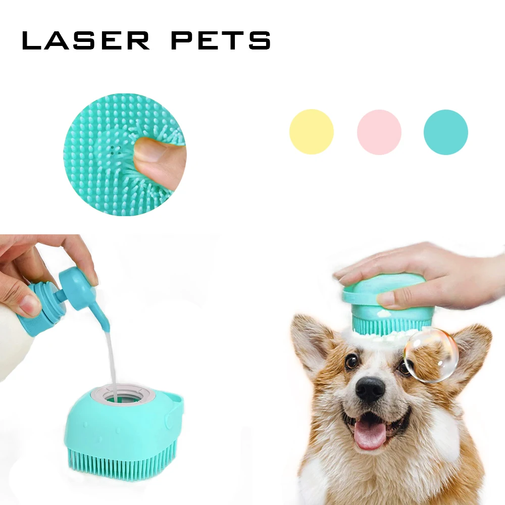 Soft Silicone Dog Brush Pet Shampoo Massager Bath Brush Bathroom