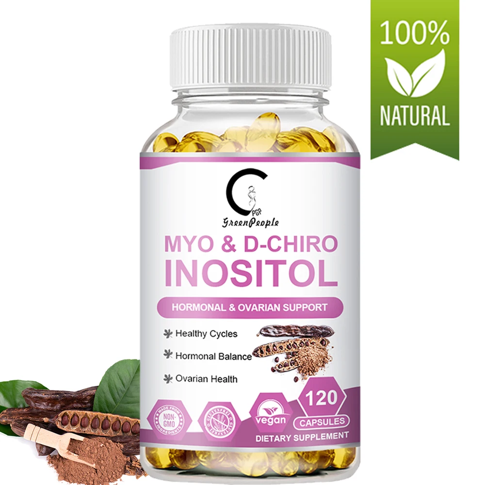 120p Myo-Inositol&D-Chiro Inositol Capsule with Folate Supports Ovarian Function,Hormone Balance,Fertility Supplements for Women