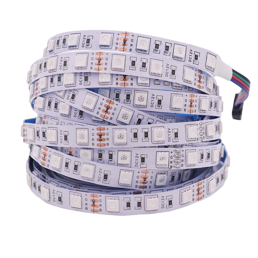

FPCB LED Strip 5050 SMD 60Leds/m RGB Rope Tape Diode Lamp DC 12V 5M 300LEDs Flexible Ribbon Wall Home Lighting Decorations