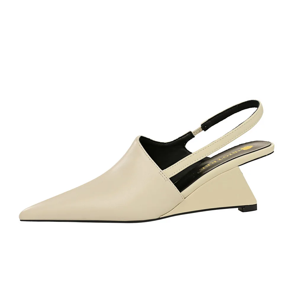 Frauen Retro 6,5 cm High Heels Keile Designer Pumps seltsame Panto letten Dame spitzen Zehen mittleren niedrigen Absätzen Lack leder klassische Schuhe – Detail 3