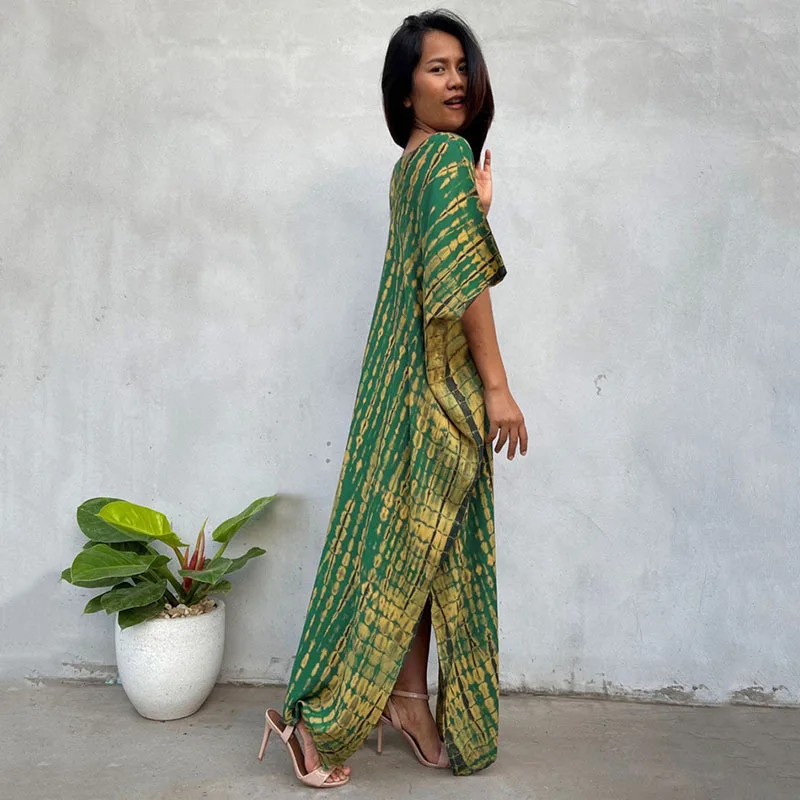 Fashion Casual Striped Print Long Dresses Women Bohemian V-neck Bat Sleeve Loose Slit Beach Dress Summer New Beachwear Vestidos 77 Fashion Casual Striped Print Long Dresses Women Bohemian V-neck Bat Sleeve Loose Slit Beach Dress Summer New Beachwear Vestidos