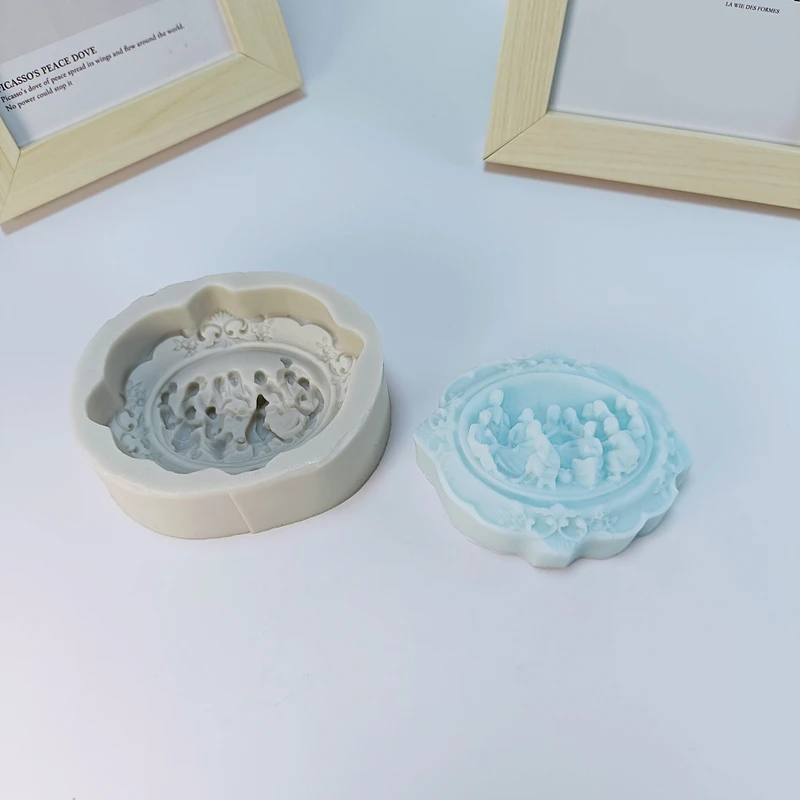 Last Supper Soap Mold Oval Cute Saop Mould with Jesus Story Handmade Gift to Friends Family Members DIY Tools Table Decoration