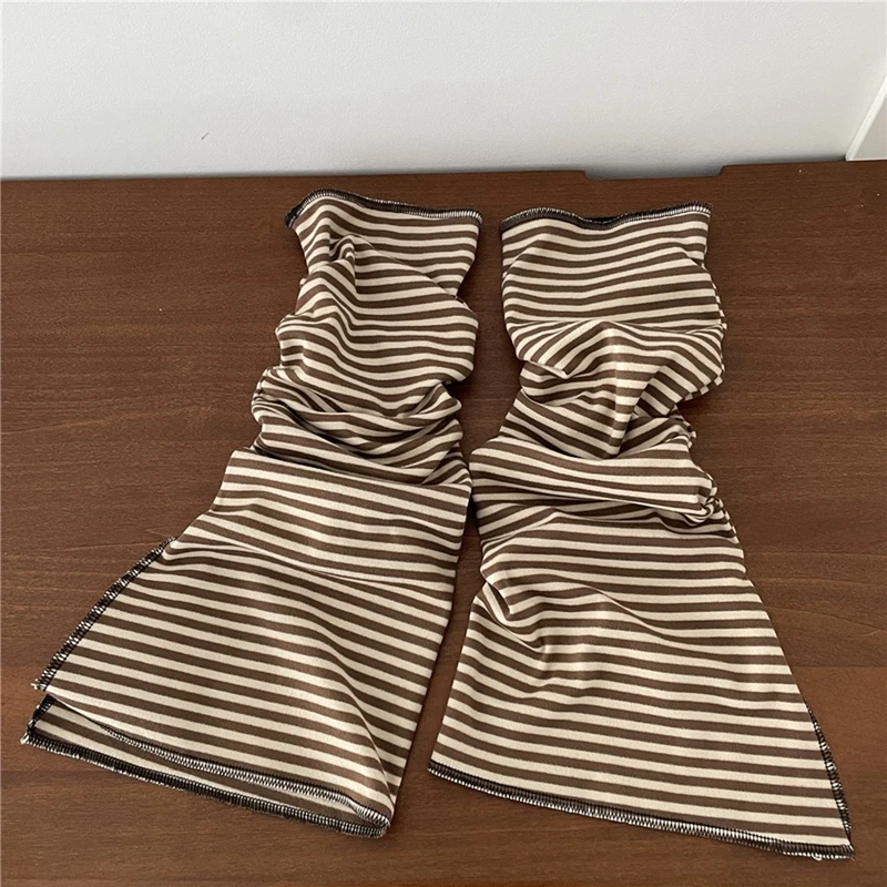 Stylish Women s Striped Thigh High Socks with Cuffs