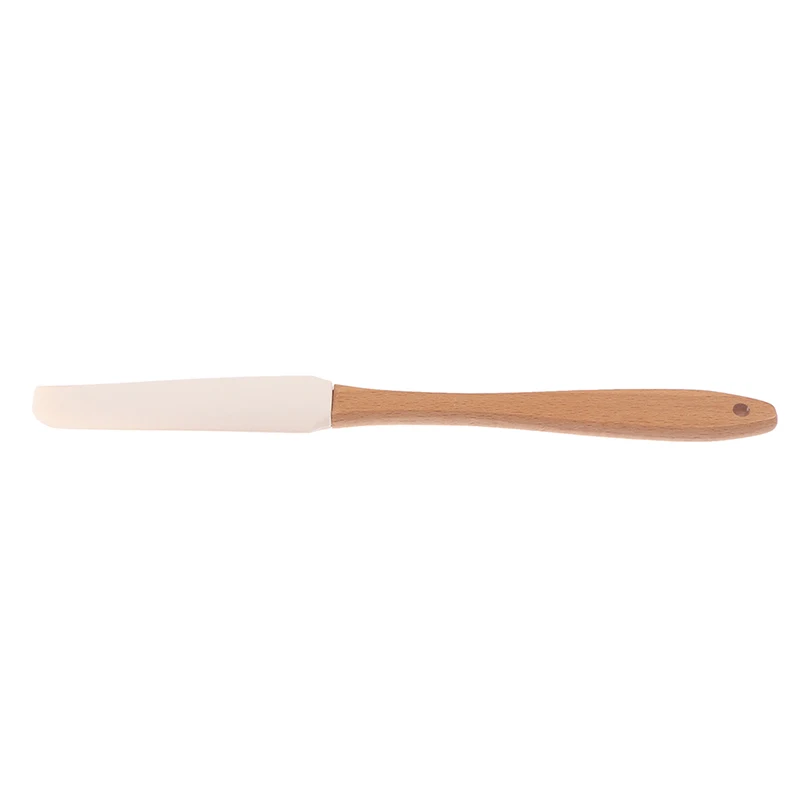 Scraper Durable Wood Handle Utensil Spatula Cream Butter Removable Silicone