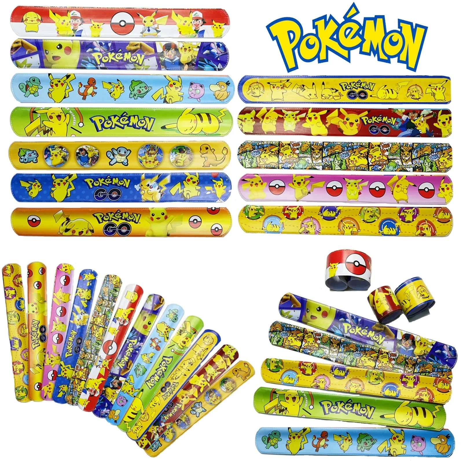 Pokemon Slap Bracciali Pikachu Figurine Anime Wristband Bambino Pocket Slap Band Puzzle Toys For Boys Girls Birthday Party Gifts