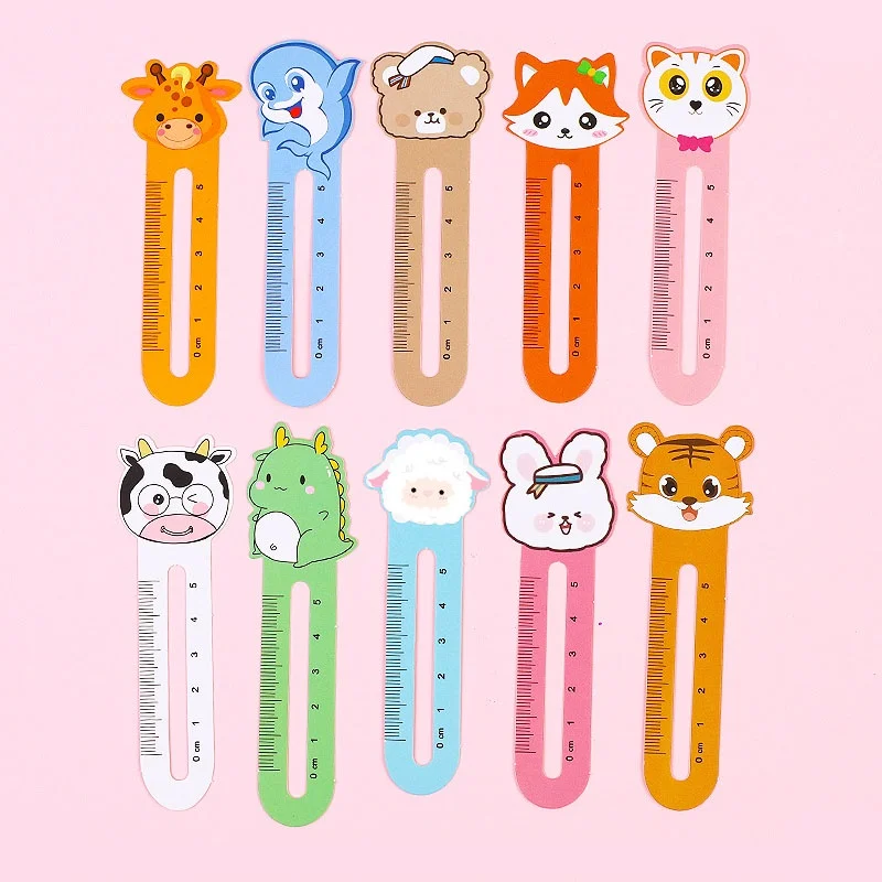 Cute Cartoon Ruler Bookmark Creative Animal Paper Bookmark Kawaii Student Kid Stationery School Supplies 50pcs paper bookmark