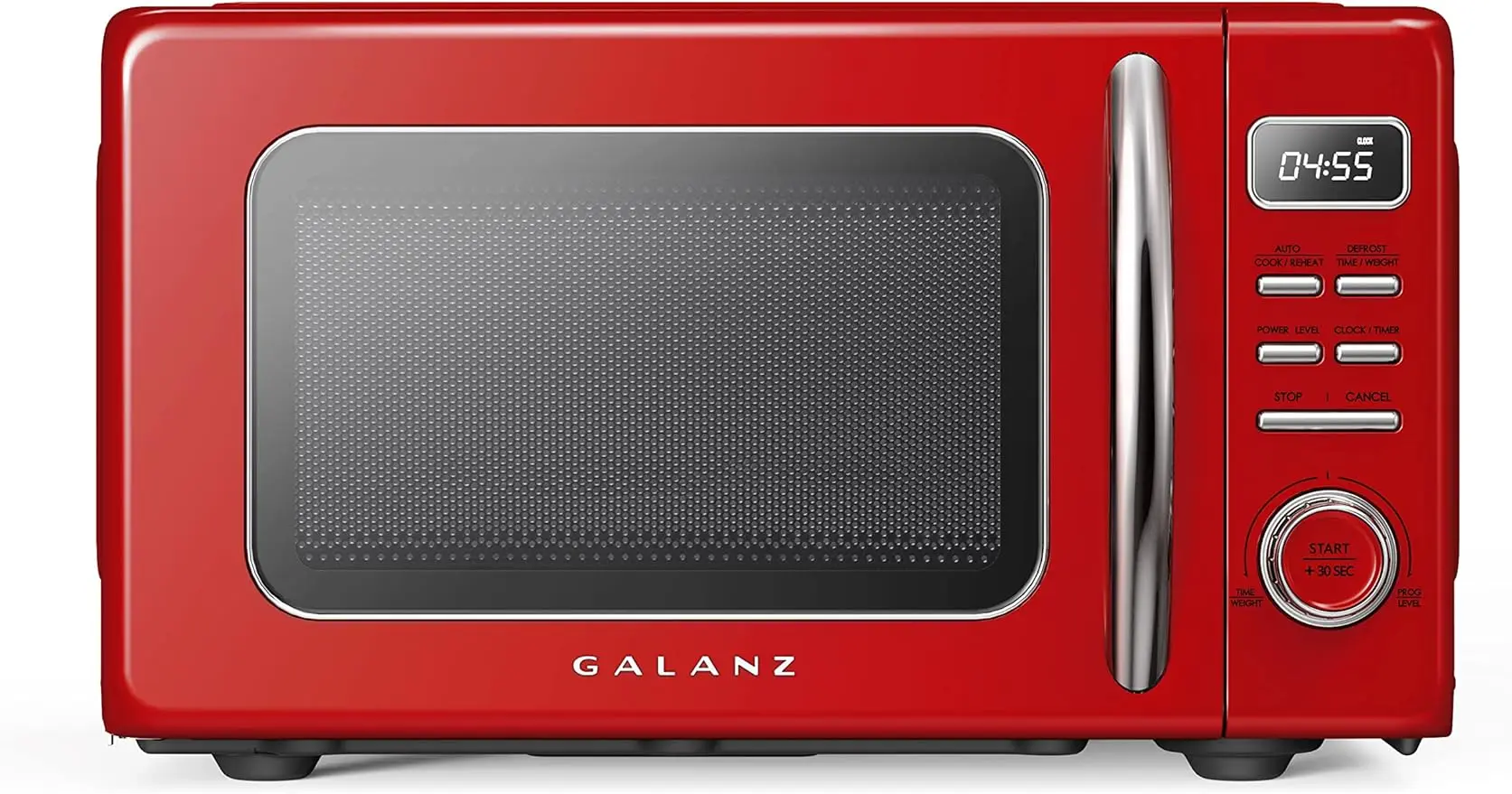 

Glanz GLCMKZ07RDR07 Retro countertop microwave with automatic cooking and reheating, defrost, quick-start function