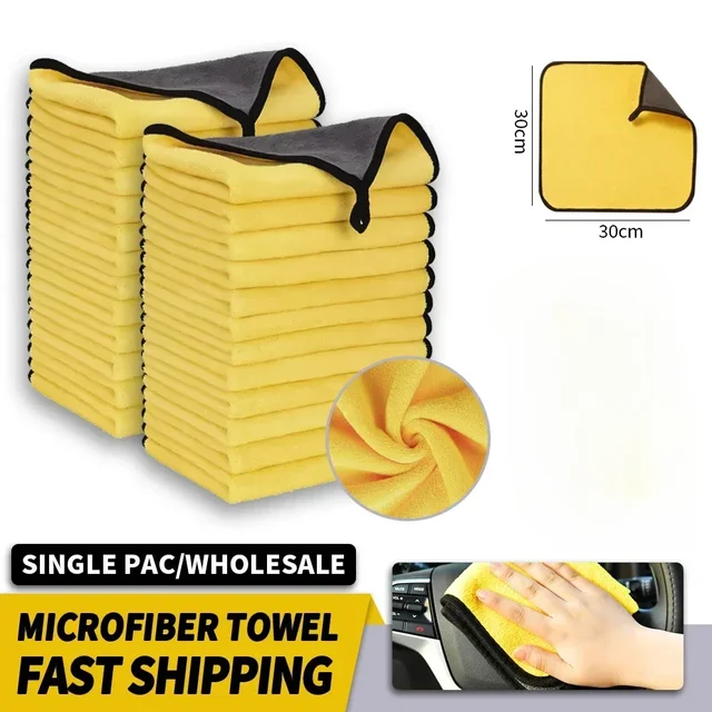 1/2/3/6/10pcs 30X60cm Microfiber Car Cleaning Towels Soft Quick Drying for Windows Mirrors Wiping Rags Double Layer Wash Cloth 2