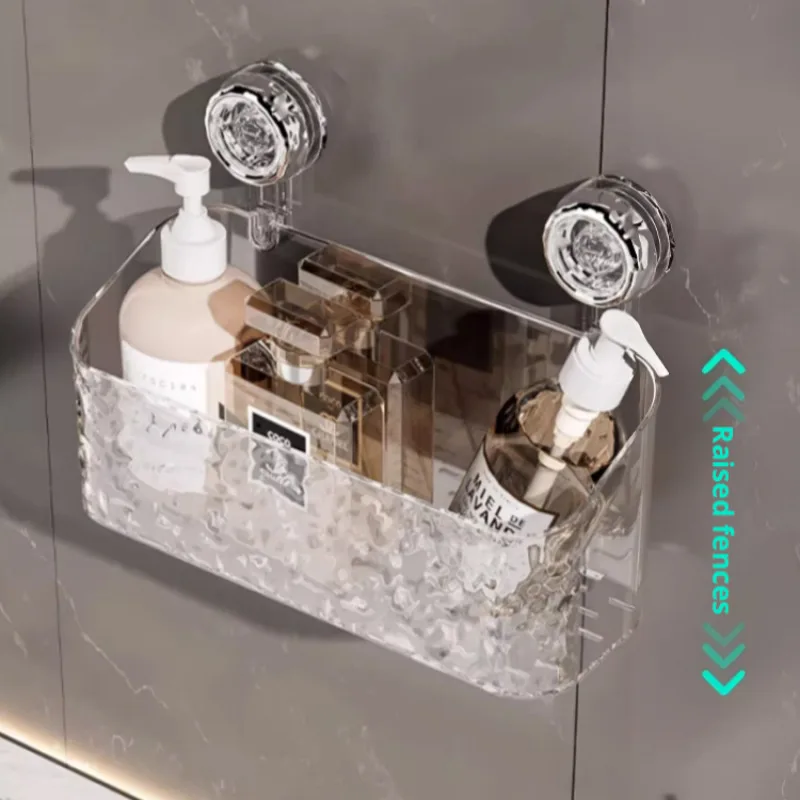 Light Luxury Style Glacier Pattern Suction Cup Shelf, Shower Waterproof  Shelf