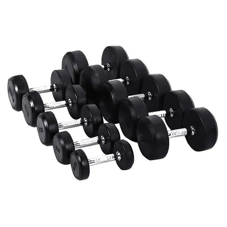 Custom Round Head Dumbbells 2.5-15Kg Gym Training Bag Rubber Dumbbells