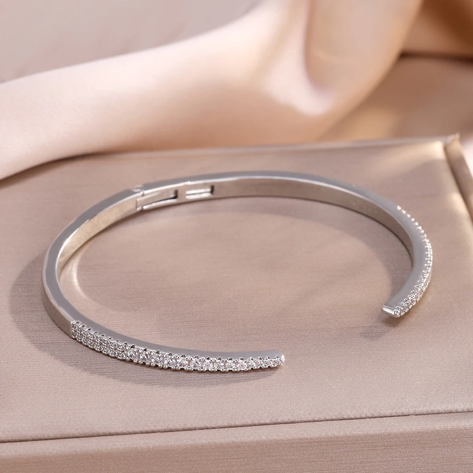 Yupsk Classic Sparkling Zircon Open Bracelet Bangle for Women Fashion Popular Jewelry Gift for Europe & United States 4