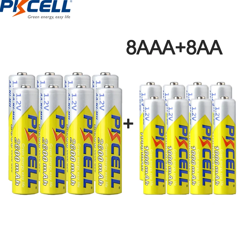 Rechargeable Nickel Metal Hydride Batteries 4Pcs 2600mAh AA 4Pcs 1000mAh AAA 1.2V NI-MH For Camera Toy