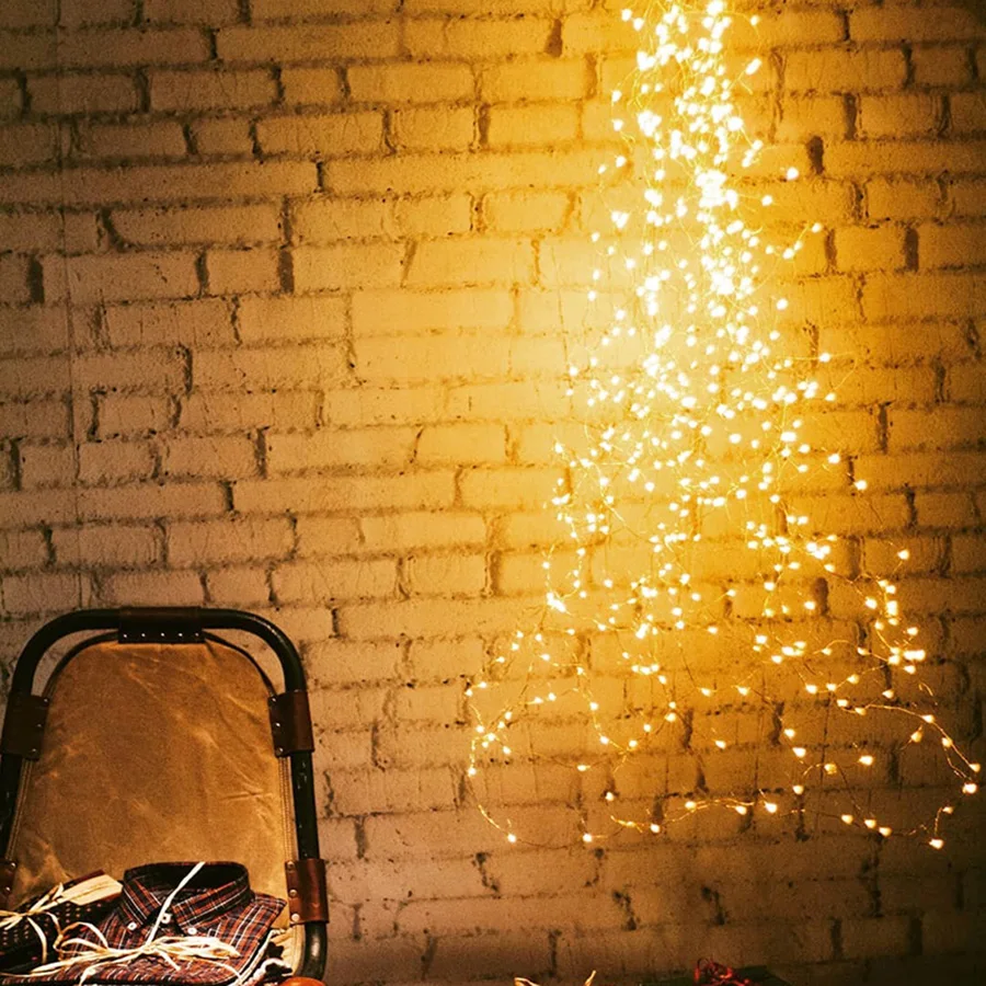 

200/600LED Plug in Waterfall String Light icicle Fairy Light Copper Wire Vine Branch Light for Outdoor Holiday Garden Decor