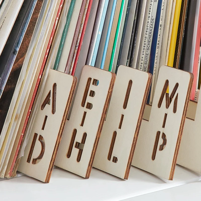 

26 Piece Vinyl Record Dividers LP Alphabetical A-Z Dividers Wooden Record Alphabet Separator Alphabetize Organizer