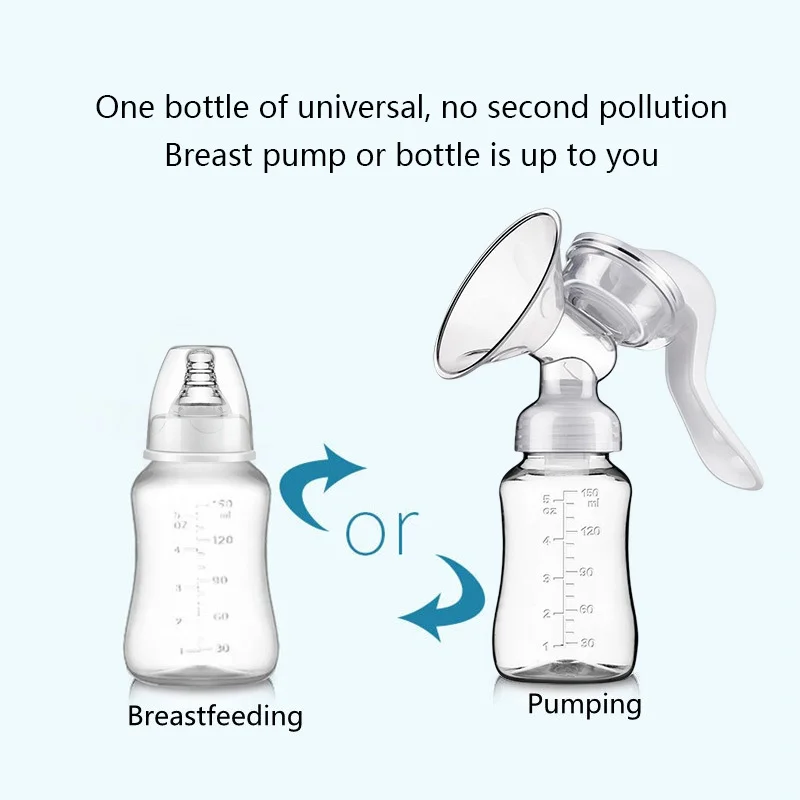 Manual breast pump newborn milk bottle breast milk storage bottle preferably made of PP material BPA free breast pump
