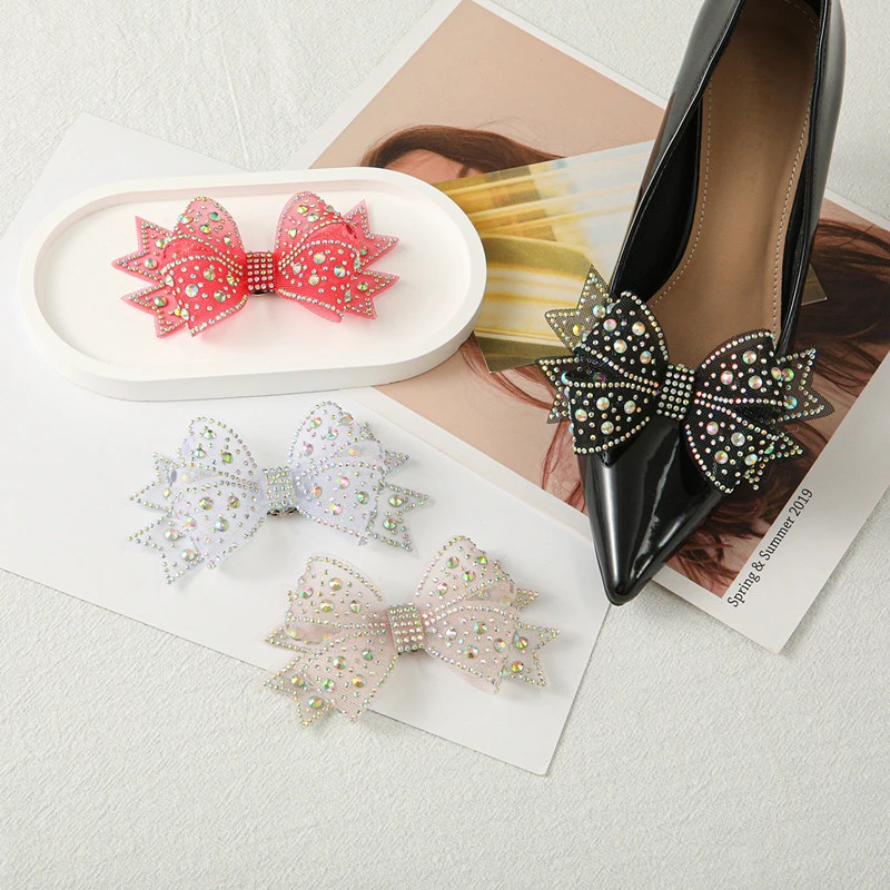 Elegant Rhinestone Bow Shoe Charms and Accessories