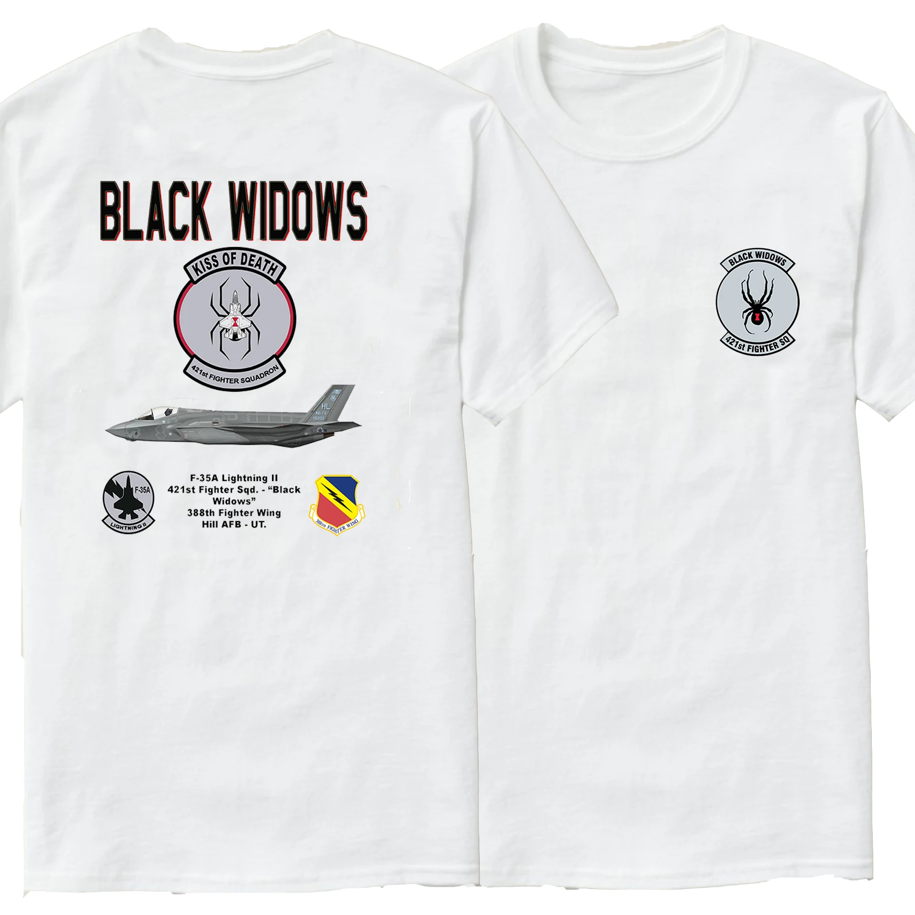 USAF F-35A Lightning II Black Widows 421st Fighter Squadron T-Shirt Short Sleeve Casual Cotton O-Neck Summer Mens T-shirt