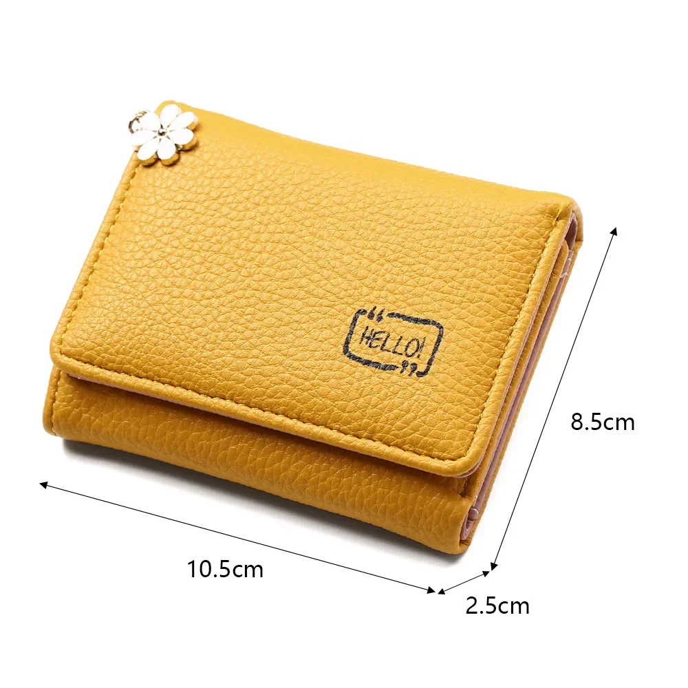 Fashion Women's Short Wallet Ladies Small Card Holder Print Lychee Pattern Two-fold Flower Tassel Female Coin Bags