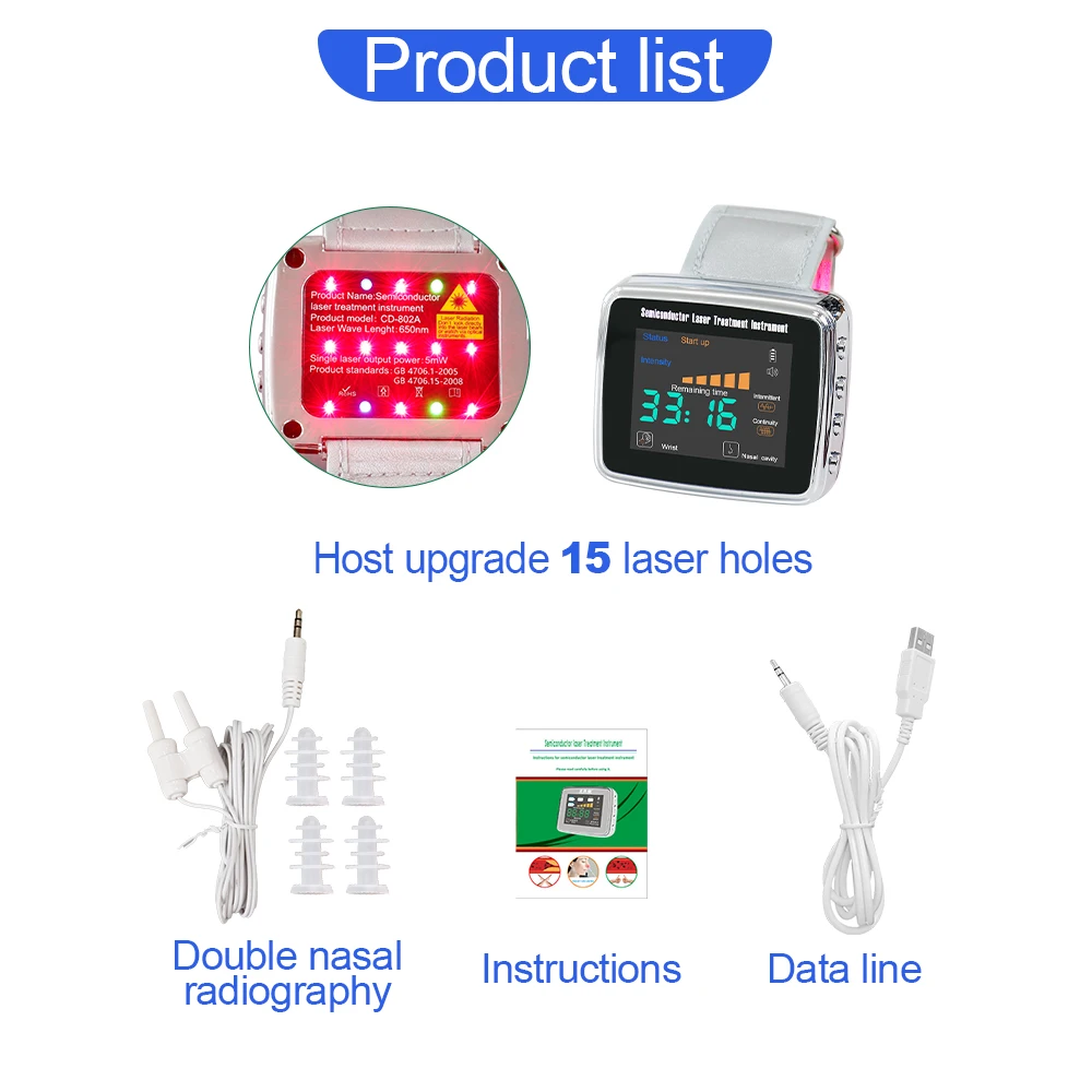 Laser Therapy Wrist Device with 15-Hole Light Technology