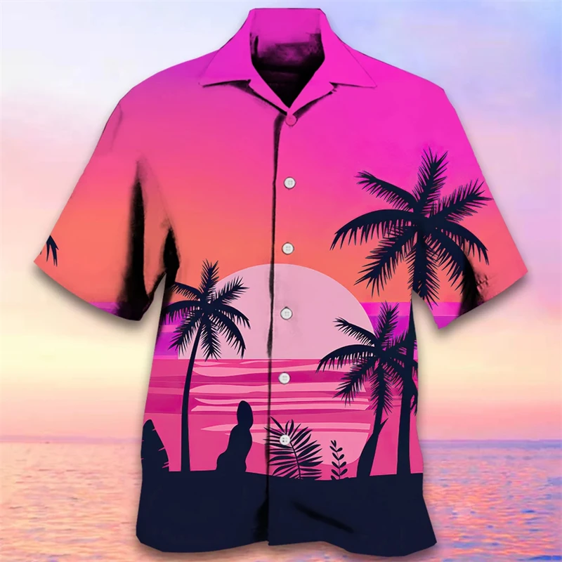 thumbnail image 1 of Camisas hawaianas para hombre, estampado tribal de árbol de coco en 3D, ropa para hombre, ropa deportiva holgada de gran tamaño, camisa de manga corta de diseñador callejero, 1 of 4