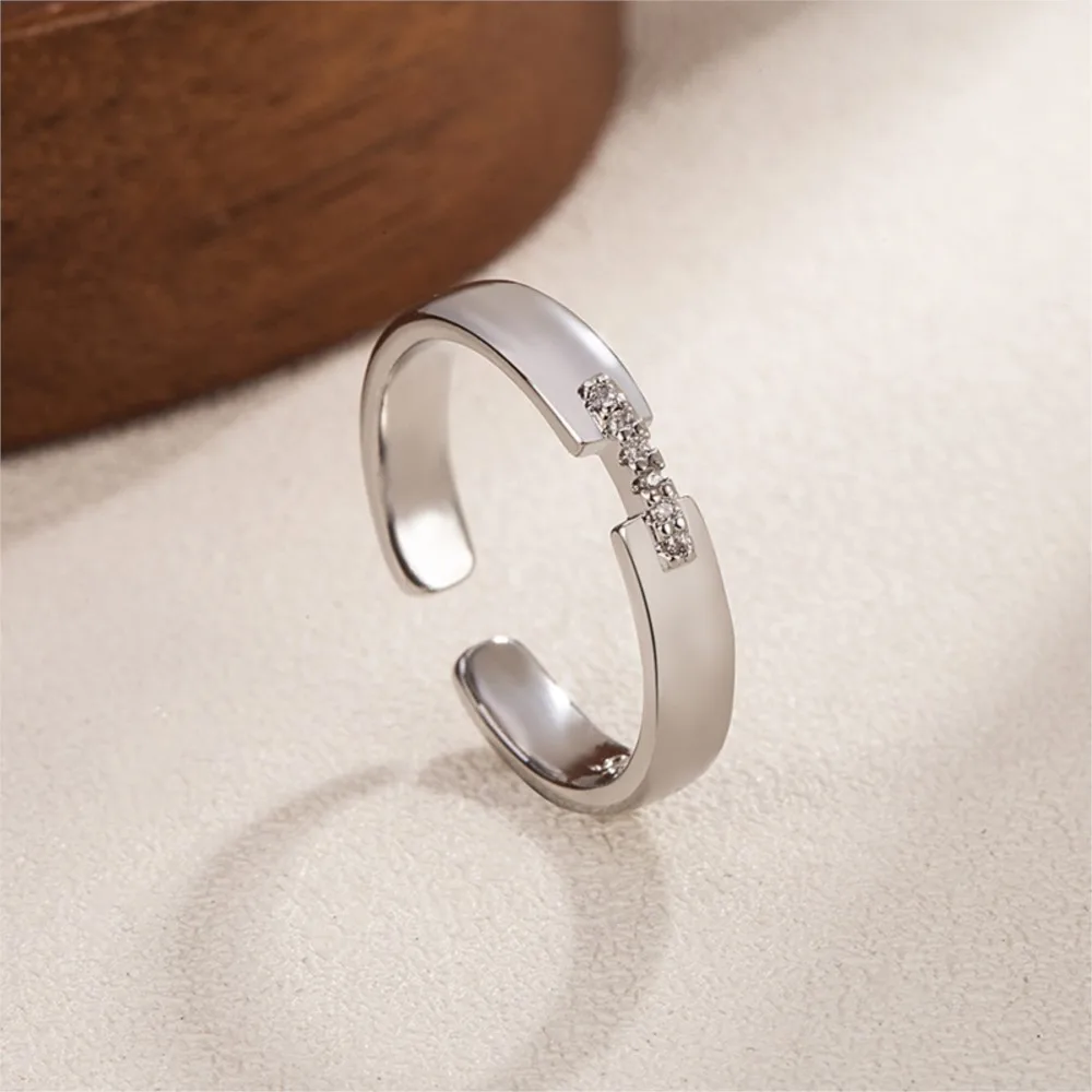Elegant AAA Zircon Wedding Engagement Couple Ring for Women Silver Color Open Ring Anniversary Jewelry Gifts